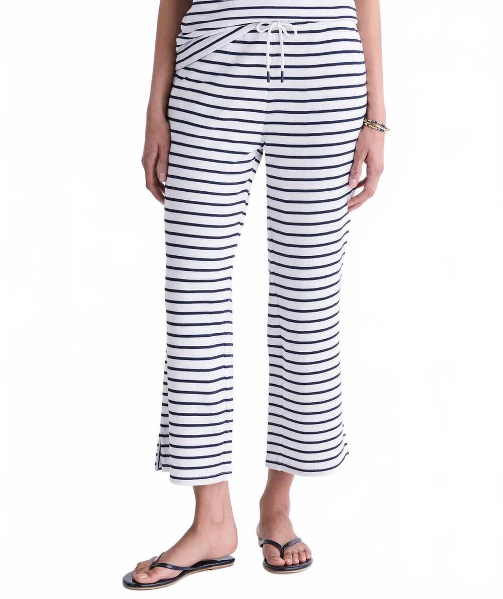 NEW VINEYARD VINES beachy terry cropped pants in baystripe white navy
